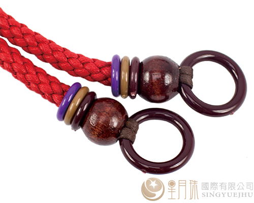 臘繩手把/三圈珠(軟)-44±5cm-紅色