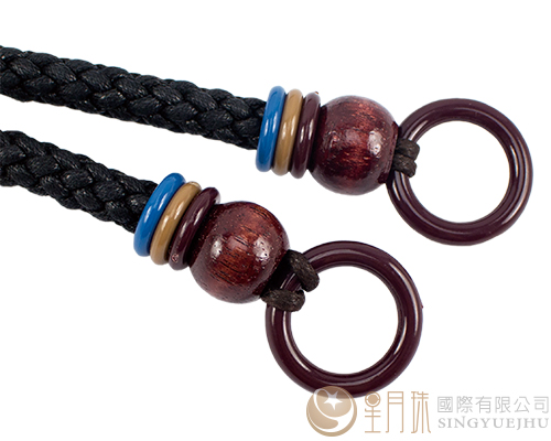 臘繩手把/三圈珠(軟)-44±5cm-黑色