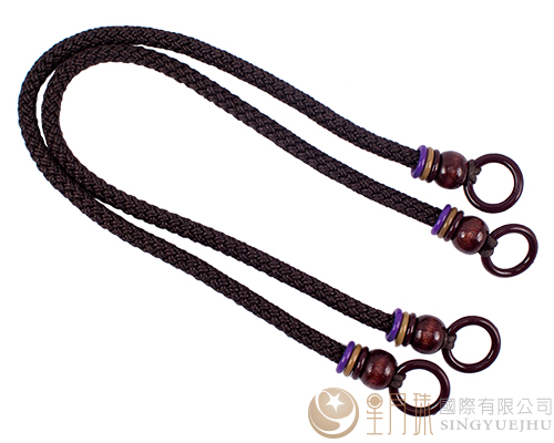 臘繩手把/三圈珠(硬)-66±5cm-深咖啡色