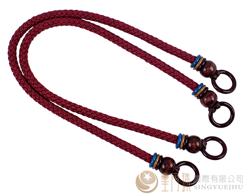 臘繩手把/三圈珠(硬)-44±5cm-暗紅