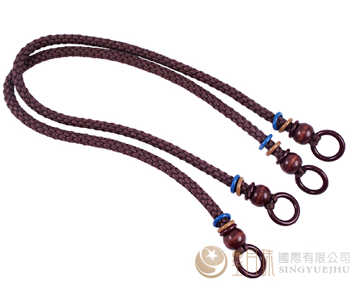 臘繩手把/三圈珠(軟)-44±5cm-深咖啡色