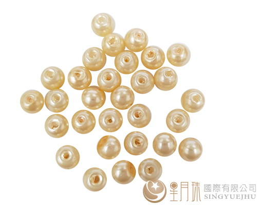 玻璃珍珠(20入)8mm-淺黃3