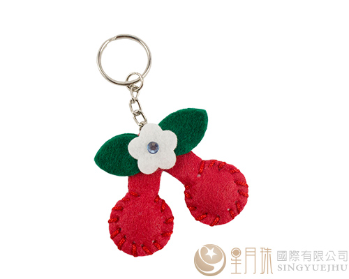 DIY不织布~可爱樱桃锁圈-红色(D0023)