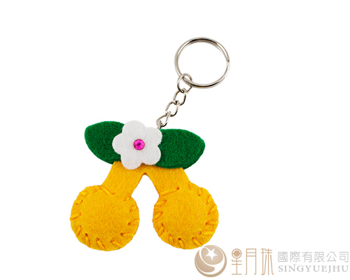 DIY不织布~可爱樱桃锁圈-黄色(D0023)