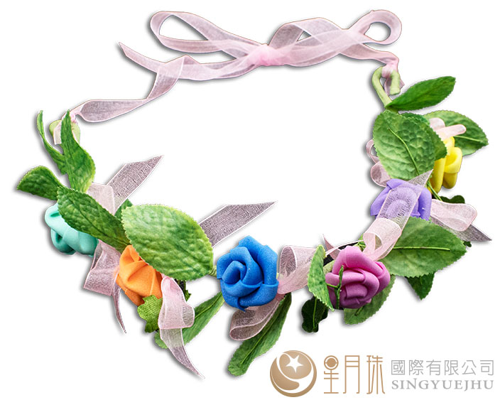 DIY-玫瑰花環頭飾-彩色(M007)
